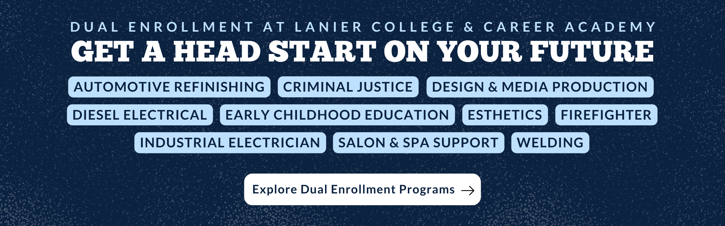 Dual Enrollment at LCCA. Get a head start on your future. Programs listed. Explore dual enrollment programs here